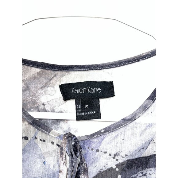 Karen Kane Womens Abstract Print Sheer Tunic Top S Black/Gray - Picture 4 of 9